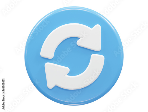 Refresh icon 3d rendering vector illustration