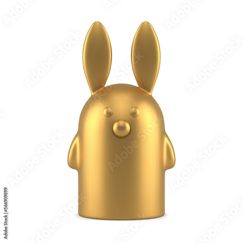 Easter bunny golden bauble statuette metallic premium decorative design element 3d icon vector