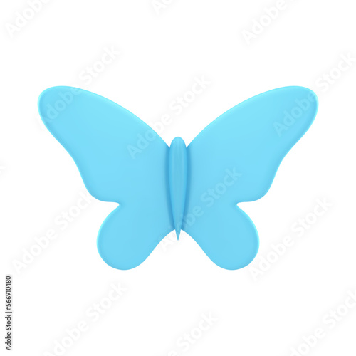 Canvas Print Blue butterfly creative plastic decor element for art holiday front view 3d icon