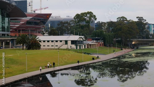 Wallpaper Mural Morning Walk on River Torrens Slow Pan Convention Centre Adelaide Torontodigital.ca