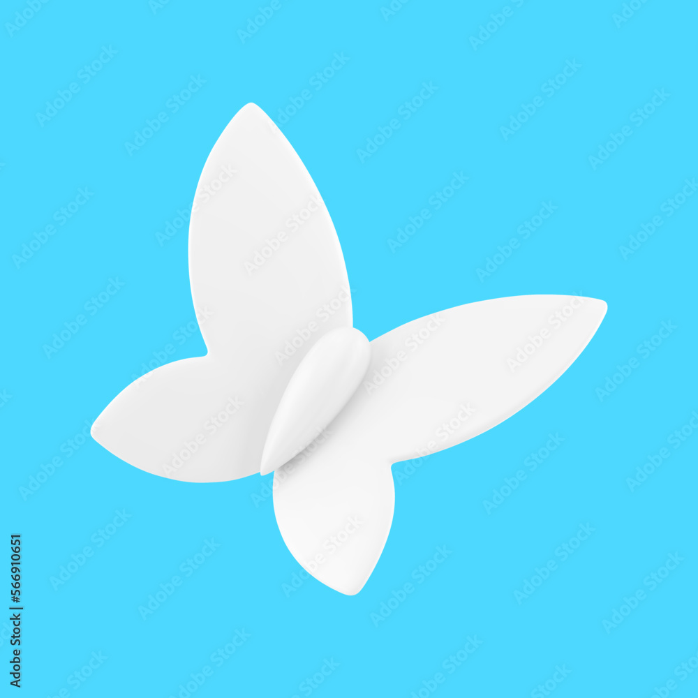 White butterfly flying insect with ornamental wings abstract bow 3d icon realistic vector White butterfly flying insect with ornamental wings abstract bow 3d icon realistic vector