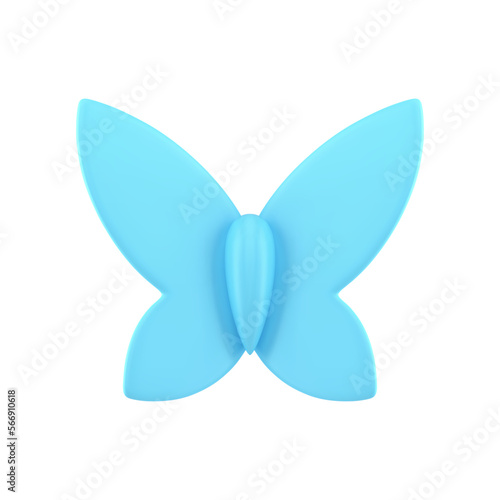 Butterfly blue winged bug ornamental decorative element 3d icon realistic vector illustration
