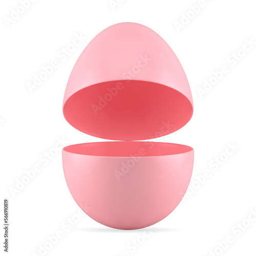 Pink Easter egg open container for present storage decorative design element 3d icon vector