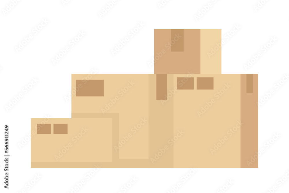 Cardboard boxes pile for moving and delivery semi flat color vector objects. Editable items. Full sized elements on white. Simple cartoon style illustration for web graphic design and animation Cardboard boxes pile for moving and delivery semi flat color vector objects. Editable items. Full sized elements on white. Simple cartoon style illustration for web graphic design and animation