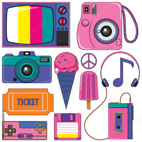 Retro objects and elements set