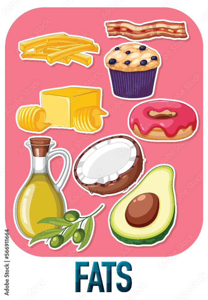 Variety of fat foods Variety of fat foods