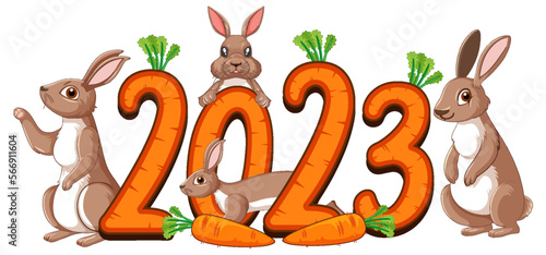 Happy New Year 2023 text for banner design