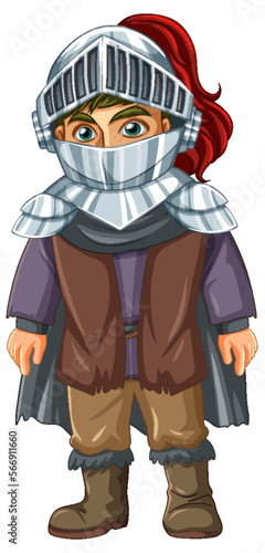 Knight wearing helmet armour cartoon character