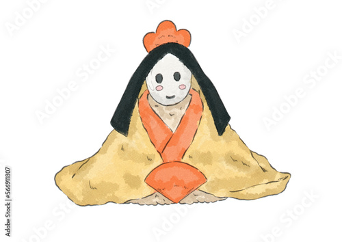 女雛のおひなさま寿司のイラスト（水彩風）