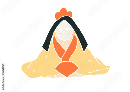 女雛のおひなさま寿司のイラスト（版画風）