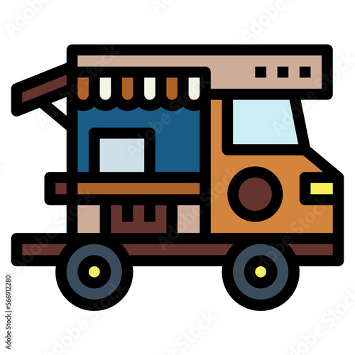 coffee truck filled outline icon style