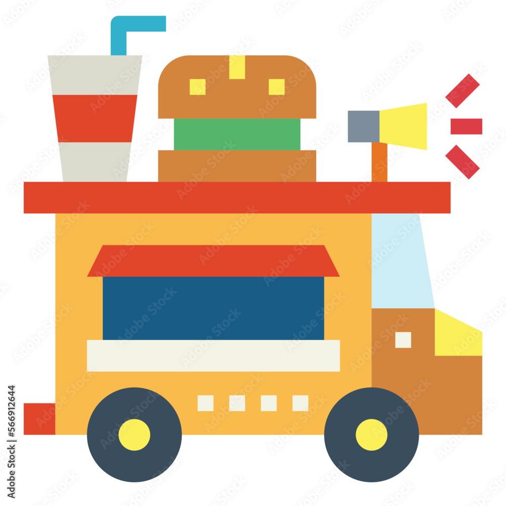 fast food truck flat icon style fast food truck flat icon style