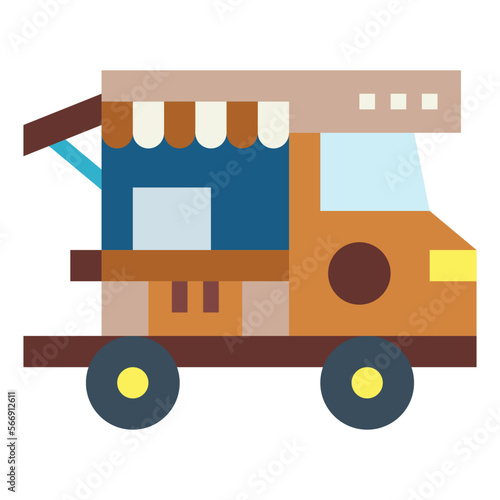 coffee truck flat icon style
