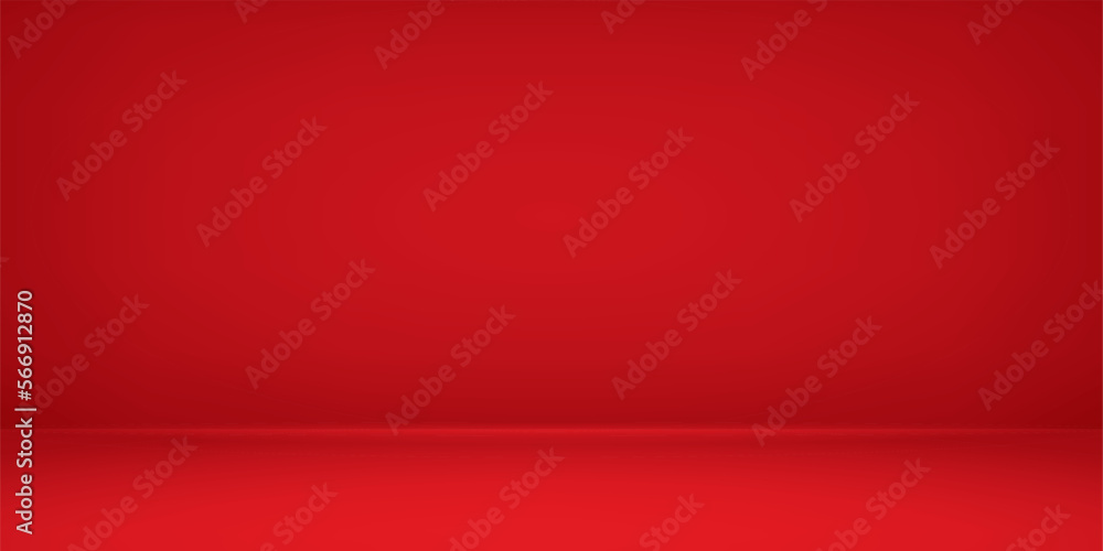 Empty red room. Table surface. Vector design illustration. Mock up for you business project