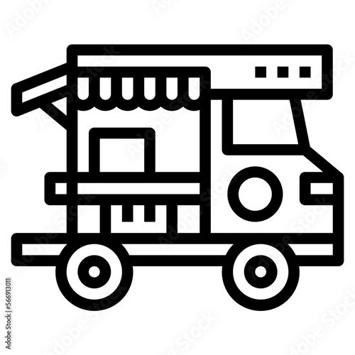 coffee truck line icon style