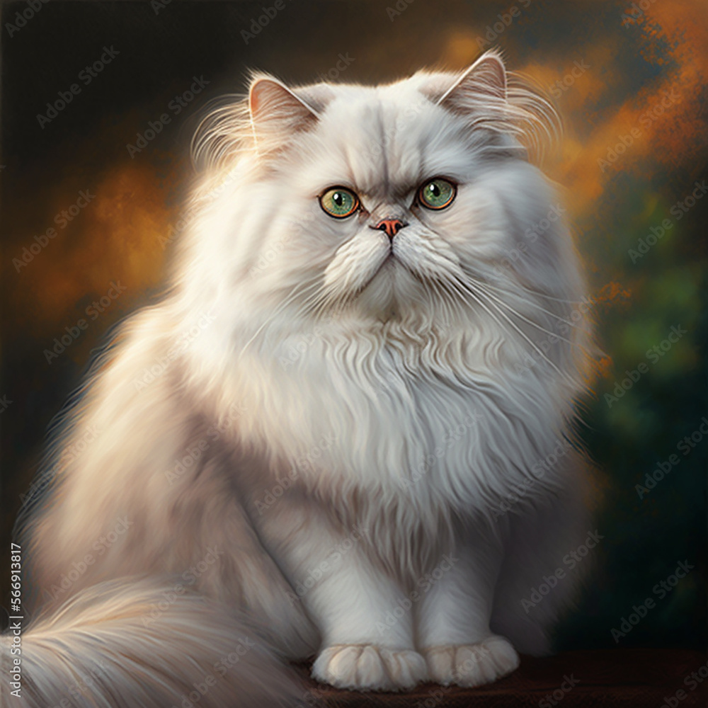 Cute persian cat with white fur