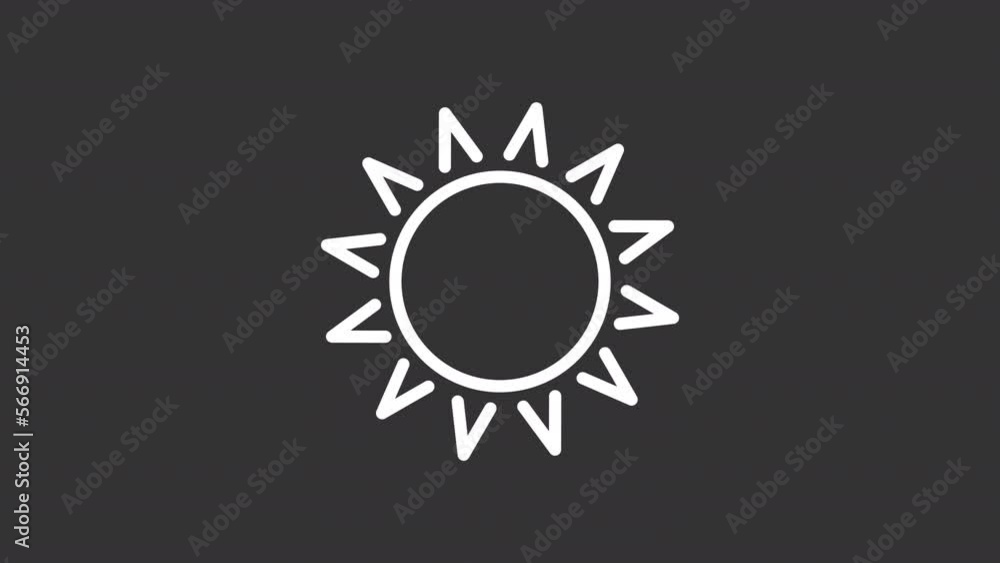 Animated sun white line icon. Summertime heat. Weather forecast. Loop HD video with chroma key, alpha channel on transparent background, black solid background. Outline motion graphic animation Animated sun white line icon. Summertime heat. Weather forecast. Loop HD video with chroma key, alpha channel on transparent background, black solid background. Outline motion graphic animation