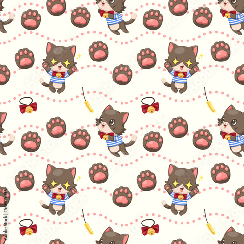 Wallpaper Mural seamless  funny kitten and paw cartoon character background vector Torontodigital.ca