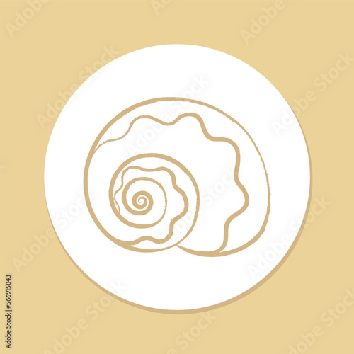 Hand drawn spiral seashell sticker, aquatic marine life illustration