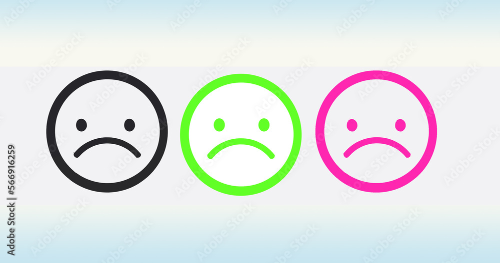 Fototapeta premium Three sad icon. Simple sad emoticon icon design .