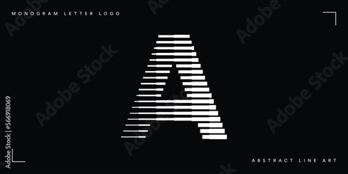 Letter A Logo with Abstract Line Pattern