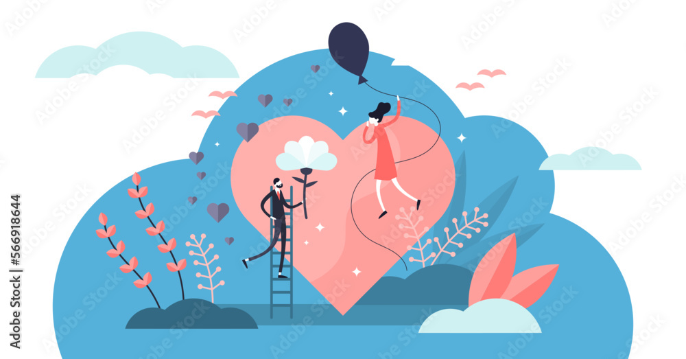 Love illustration, transparent background. Flat tiny romance feelings