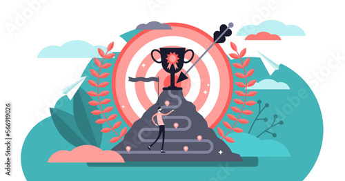 Achievement illustration, transparent background. Flat tiny success award persons concept. Business growth and finance development strategy. Work promotion process and victory celebration.