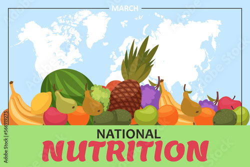 International nutrition week day with fruit and vegetable