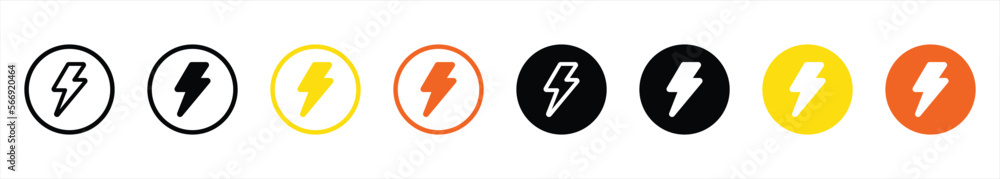 lightning bolt icon set. thunderbolt icon. electric icon flat collections symbol sign, vector illustration lightning bolt icon set. thunderbolt icon. electric icon flat collections symbol sign, vector illustration