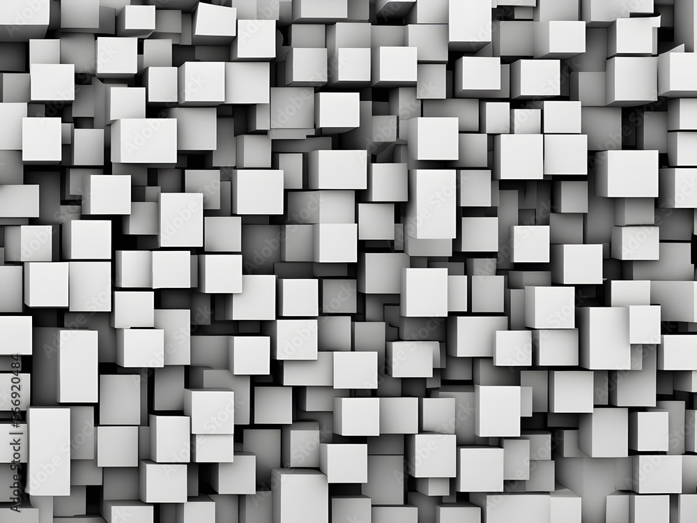 White cube boxes randomly shifted in a background wallpaper banner with copy space created with Generative AI technology White cube boxes randomly shifted in a background wallpaper banner with copy space created with Generative AI technology