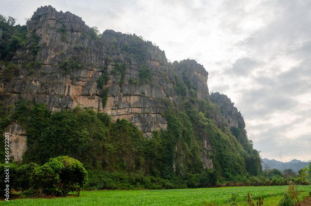 Rock mountain at Ban Mung subdistrict in the Noen Maprang District of Phitsanulok Province, Thailand.