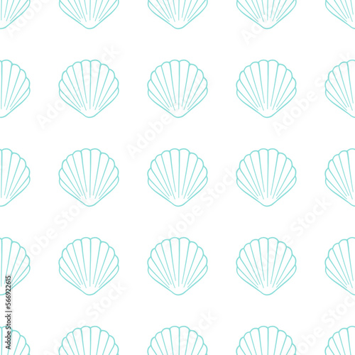 Turquoise clam seashells seamless pattern background vector illustration. Aquatic marine life wallpapers