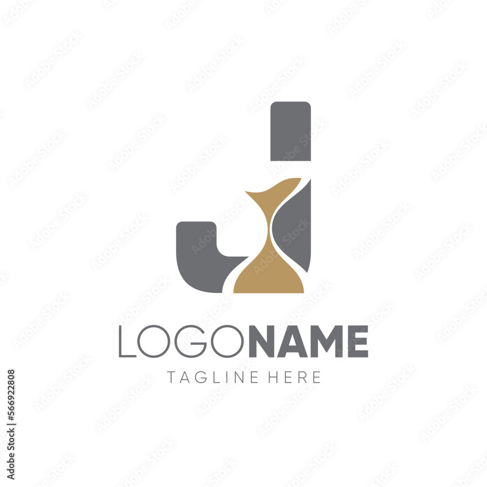 Letter J Sand Time Hourglass Logo Design Vector Icon Graphic Emblem Illustration