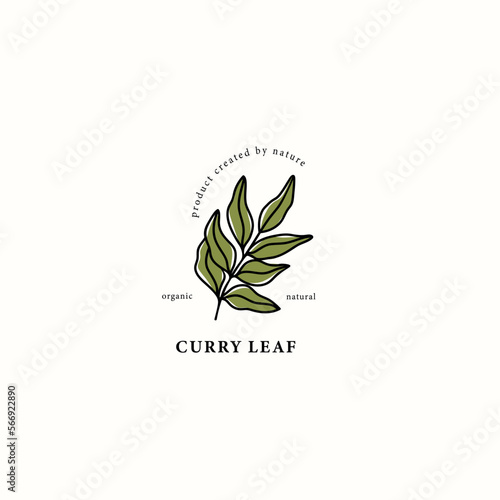 Line art curry leaf drawing
