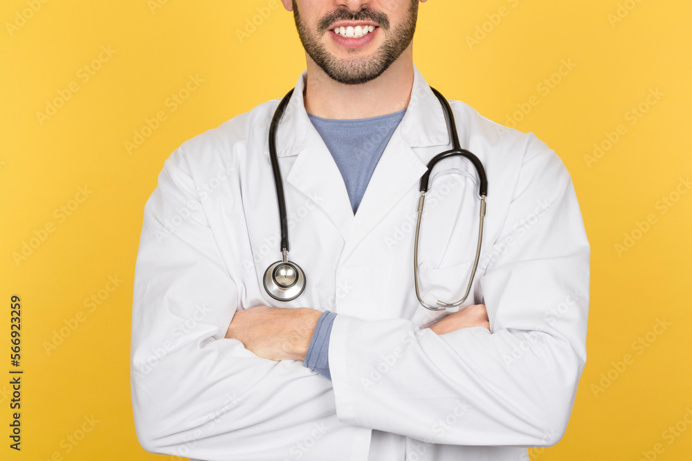 Unrecognizable doctor with uniform and arms crossed