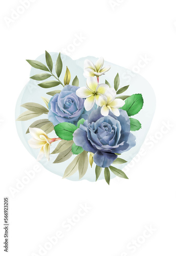 Elegant royal blue roses wedding invitation card