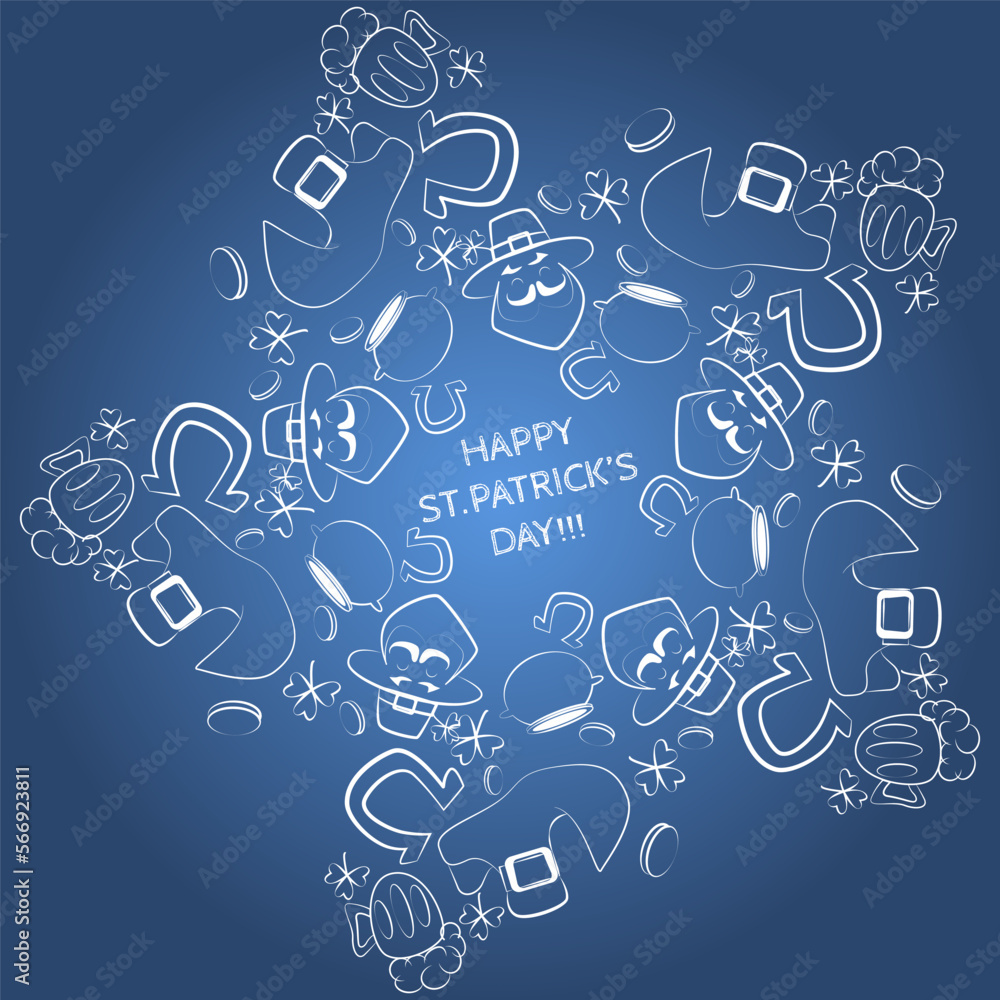 Fototapeta premium Abstract sketch in the shape of a snowflake for St. Patricks Day