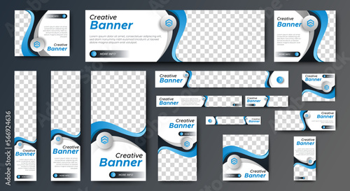 Set of Business Corporate Banner ads for web design. Header and footer banner layout. vector