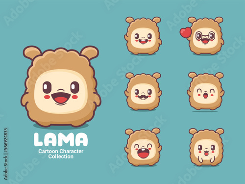 cute llama cartoon character animal vector illustration