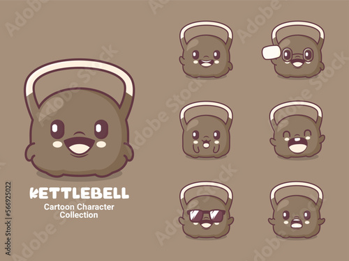 kettlebell cartoon character vector illustration