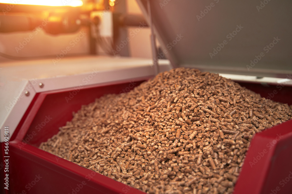 Pellet boiler system. Biomass heating systems generate heat from biomass. Renewable energy and sustainable future Pellet boiler system. Biomass heating systems generate heat from biomass. Renewable energy and sustainable future