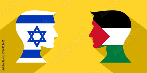 face to face concept. israel vs palestine. vector illustration