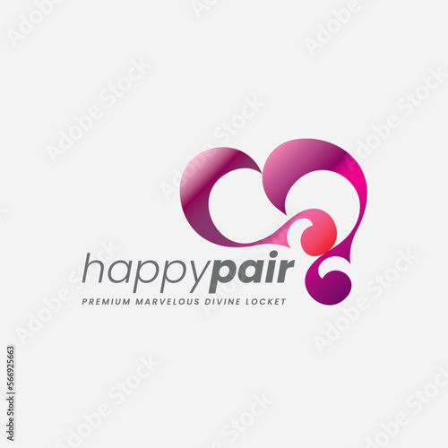 Heart Shape Ornaments and Happy Pair Bridal Logo