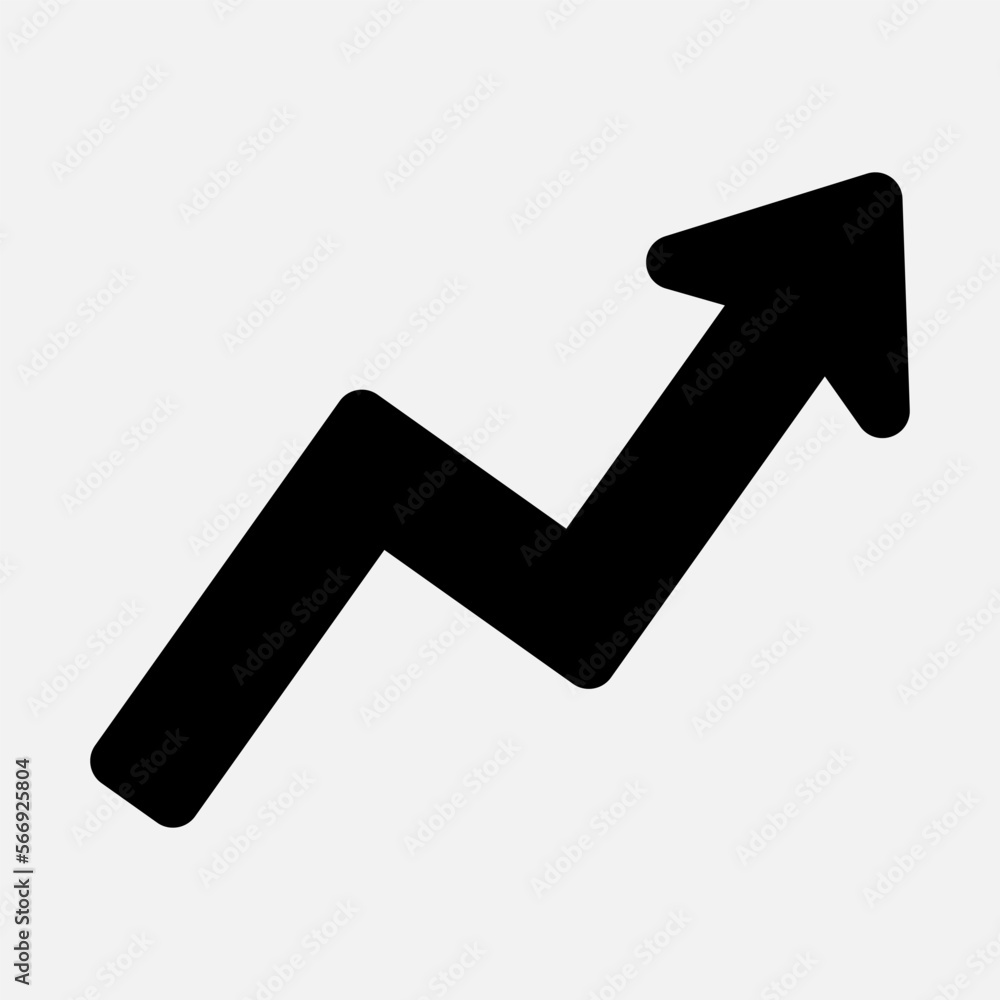 Increase arrow icon vector illustration in solid style, use for website mobile app presentation Increase arrow icon vector illustration in solid style, use for website mobile app presentation