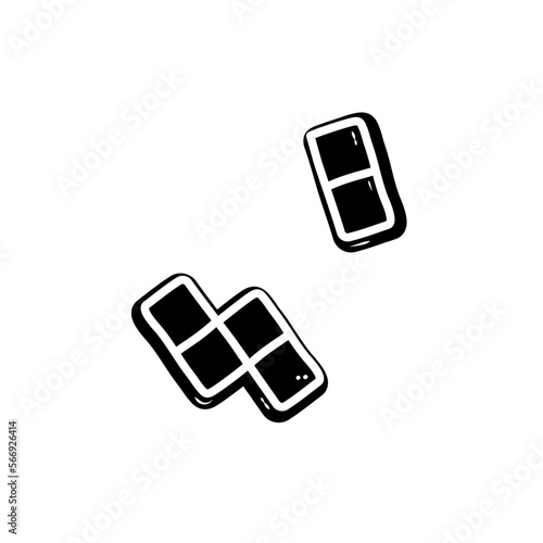 Tetris hand drawn elements. Retro vibe doodle. Cubes and game shapes. Concept of game tetris. Vector illustration