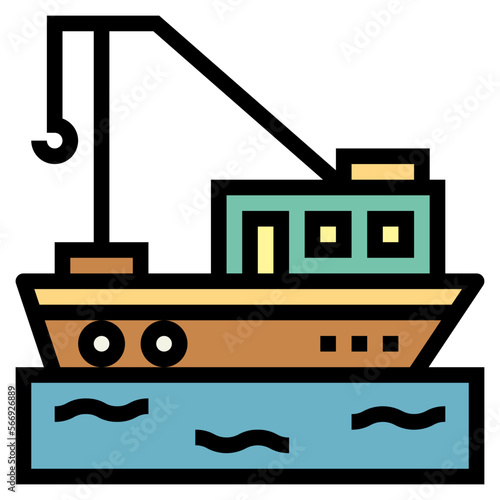 Fishing boat filled outline icon style