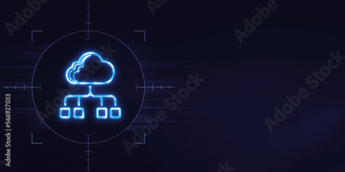 Cloud Infrastructure Architecture Services icon neon sign