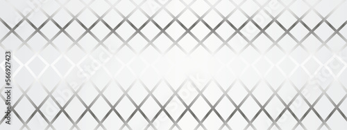Abstract white silver background with a grid of intersecting stripes. Metallic imitation with a gray gradient. Geometric universal background for business presentation. Banner. Vector illustration  
