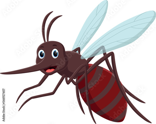 Angry mosquito cartoon isolated on white