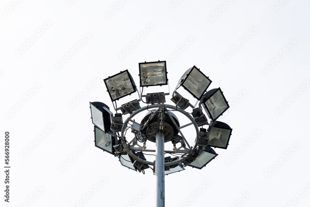 Spotlight lamp pole on white background Spotlight lamp pole on white background